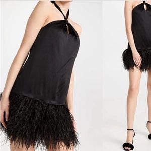 CINQ A SEPT
Barb Feathered Silk Mini Halter Dress size 4 NWT
